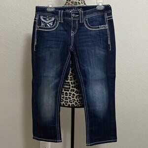 Maurices Distressed Dark Wash Denim Capris - Size 3/4